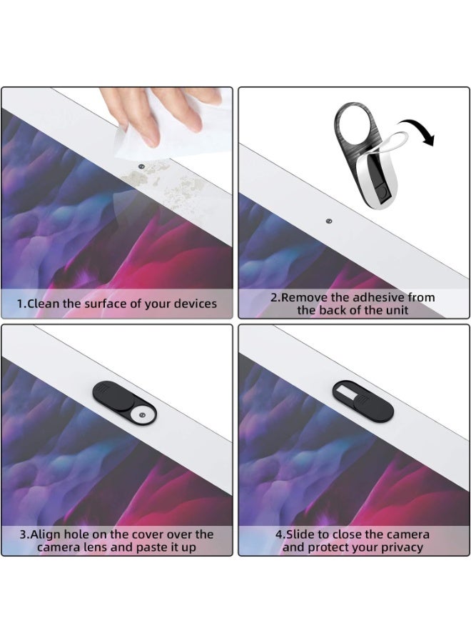 fantasize Webcam Cover Slide, 12 Pack Phone Camera Cover, Ultra-Thin for Laptop, iMac, MacBook Pro, Mac, Computer, Smart Phone, Tablets Slider Camera Blocker Protect Your Privacy and Security (Black) - Image 5